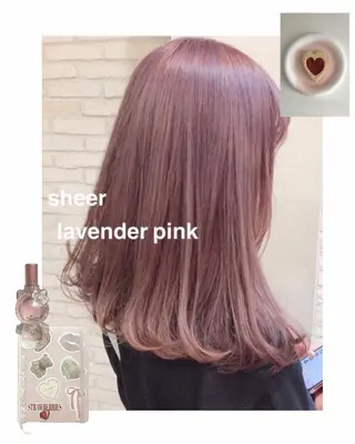 ミディアム SHION🍒ྀི/ ヘアメ/ピンクカラーのヘアスタイル
