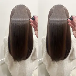 ロング 縮毛矯正/髪質改善 カラー/レイヤーのヘアスタイル