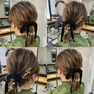 ミディアム ヘアアレンジ 松井那津子 /ハイライトブリーチのヘアスタイル