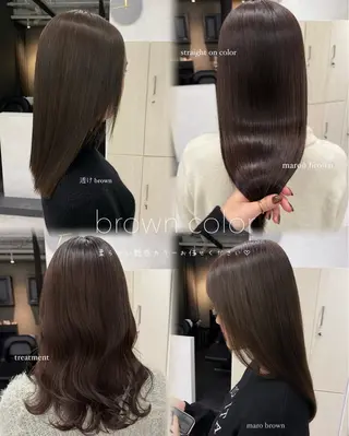 セミロング カラー むく。/顔周りカット /髪質改善wカラーのヘアスタイル