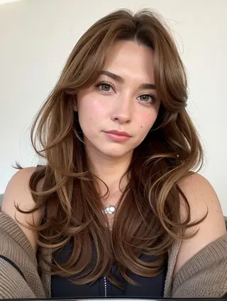 セミロング 韓国風 白髪ぼかし NAOTOのヘアスタイル