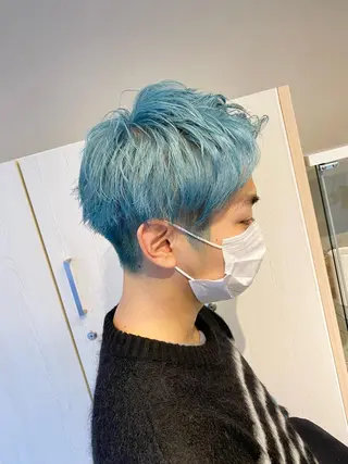 ショート カラー メンズ ハイトーン×似合わせ 🌱中川慎之介のヘアスタイル