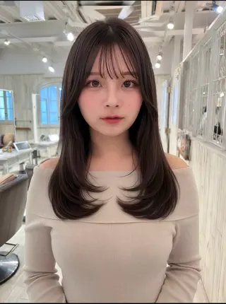 セミロング カラー 【韓国ヘア×透明感 カラー】笹谷 莉未のヘアスタイル