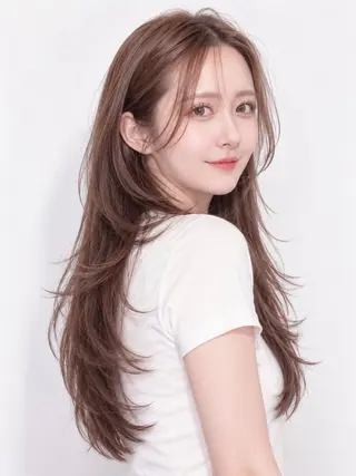 セミロング カラー 渋谷レイヤーカット❌ 縮毛矯正専門/武田涼のヘアスタイル