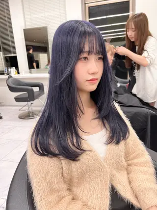 セミロング カラー パーマ ヘアアレンジ メンズ キッズ 上品＆韓国風 🥀海心🥀のヘアスタイル