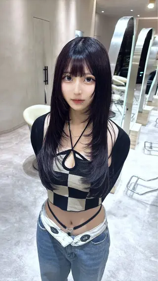 セミロング カラー レイヤー似合わせ 透明感カラーりきやのヘアスタイル
