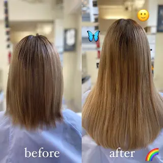 カラー エクステ ハイトーン 💭黒崎ハルカのヘアスタイル