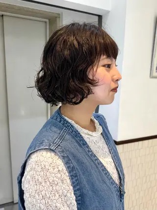 ショート パーマ デジタルパーマ 🌀ボブ　萩原　龍のヘアスタイル