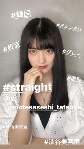 セミロング カラー パーマ 髪質改善×韓国ヘア 透け感カラーやまたつのヘアスタイル