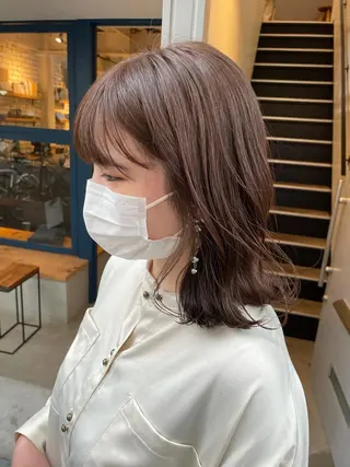 ミディアム カラー やまさきえりこ ニュアンスパーマのヘアスタイル