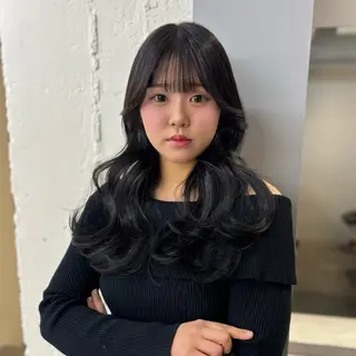 ロング カラー 前髪カット/韓国/ モモカ🎀のヘアスタイル