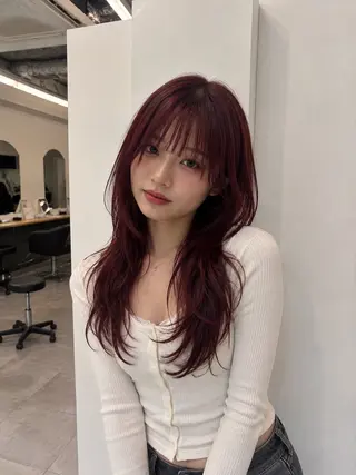ロング 🎀暖色カラー🎀 韓国ヘア まなかのヘアスタイル