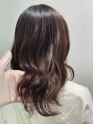 ミディアム カラー パーマ ヘアアレンジ ネイル マツエク・マツパ 韓国風ベージュ🤎 赤みなし🌿横浜🤎のヘアスタイル