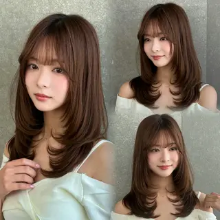 セミロング 銀座副店長/レイヤー /縮毛矯正/田島のヘアスタイル