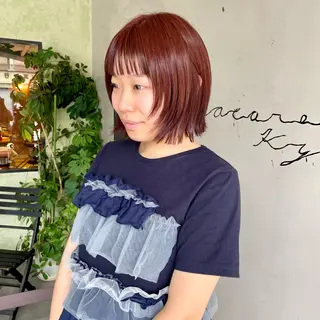 ショート カラー なかがきはな/ボブ/ レイヤー/パーマのヘアスタイル