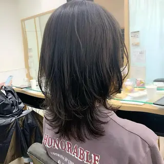 ミディアム カラー パーマ ヘアアレンジ メンズ キッズ ネイル マツエク・マツパ レイヤーカット/ 巻ける縮毛矯正のヘアスタイル