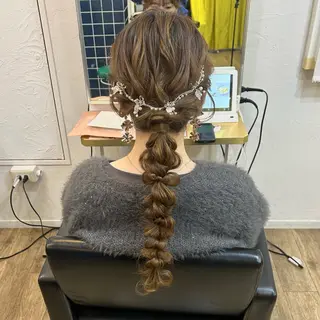 ロング ヘアアレンジ ブリーチなしベージュ /ヘアセット/ミユのヘアスタイル
