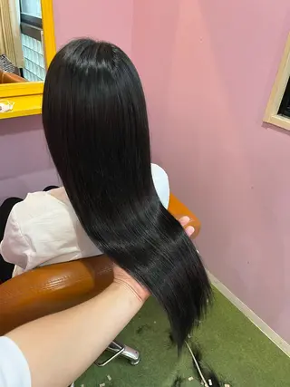 ロング カラー+ちび編み込み エクステ/梅田のヘアスタイル