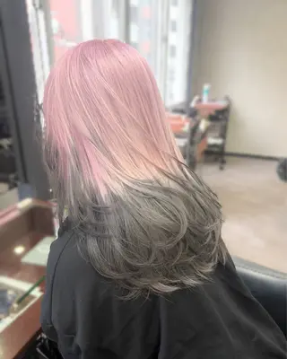 セミロング カラー ハイトーンエクステ 🎩カズキ🎩のヘアスタイル