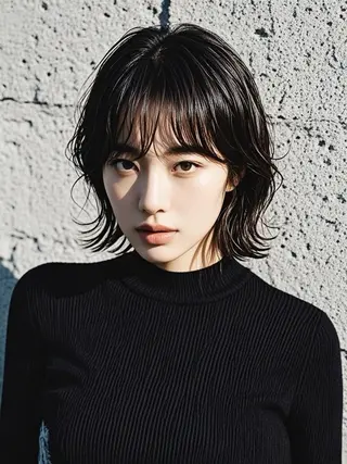 ミディアム ウルフカット 811 大阪梅田 ウルフのヘアスタイル