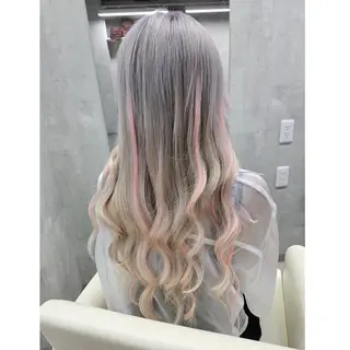 ロング 編み込みエクステ/ ハイトーン りょすけのヘアスタイル
