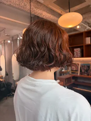 ショート カラー パーマ ほの /縮毛矯正 /メンズ/カラーのヘアスタイル