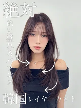 セミロング 失敗しない顔まわり× 小顔補正レイヤー難波のヘアスタイル