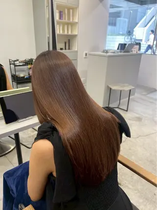 ロング パーマ 🍒モテ暖色カラー × うる艶✧ ゆなのヘアスタイル