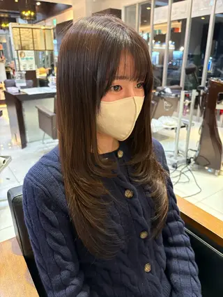 セミロング カラー 🤎韓国ヘア ベージュ まゆか🤎のヘアスタイル
