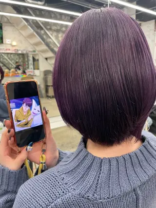 セミロング カラー インナーカラー 推し ブリーチ  髪質改善のヘアスタイル