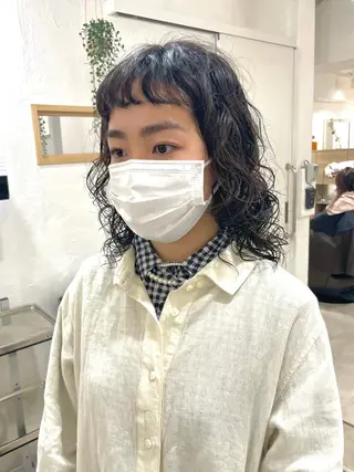 ミディアム パーマ 髪質改善 縮毛矯正/ レイヤー/銀座/本木のヘアスタイル