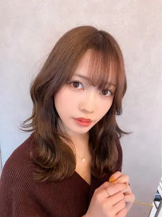 セミロング カラー 新宿/韓国風レイヤー 髪質改善/渋谷直樹のヘアスタイル