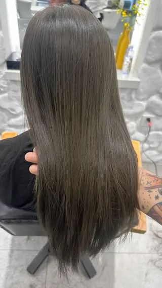 セミロング カラー 赤み消しカラー/ ミントカラー/トモキのヘアスタイル
