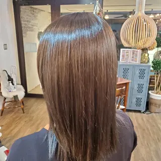 セミロング カラー パーマ 韓国風レイヤーカット 上手く丁寧早い/マツのヘアスタイル