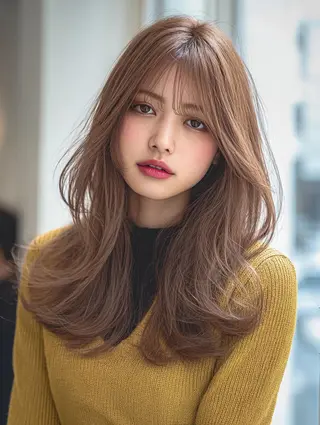 セミロング 韓国×艶ハイトーンが ✨絶対可愛い✨リオ✨のヘアスタイル