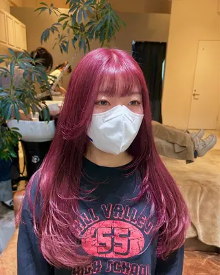 ロング カラー 髪質改善×ハイトーン レイヤー天神美容室のヘアスタイル