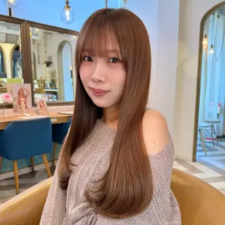 セミロング カラー ヘアアレンジ 髪質改善【縮毛矯正】 北千住 田邉 澪のヘアスタイル