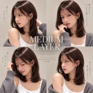 ミディアム たなか れいや 縮毛×透明感カラーのヘアスタイル