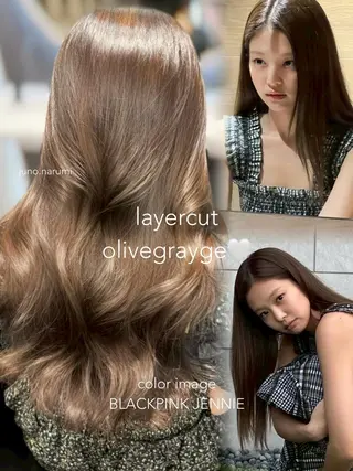 カラー セミロング 盛れ🎀韓国ヘア 美艶🇰🇷なるみのヘアスタイル