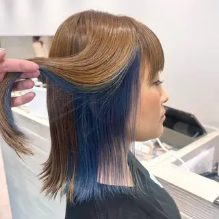 ミディアム カラー NATSUNO ✮ボブ/縮毛矯正のヘアスタイル