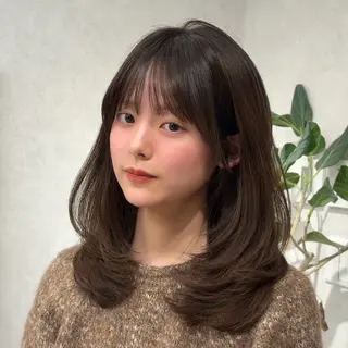 セミロング カラー 結べるレイヤーカット /カラー/あさかのヘアスタイル