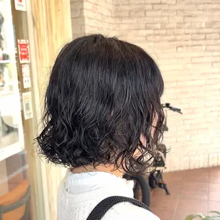 ミディアム パーマ 横浜パーマ🌐ボブ✨ 暖色カラーもえかのヘアスタイル