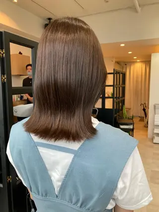 ミディアム ✨色持ちの良い艶 カラー✨蟹江真世のヘアスタイル