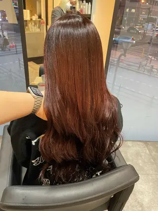 ロング カラー ブリーチ縮毛矯正 LAFFYuiのヘアスタイル