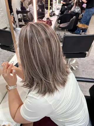 カラー ハイライト白髪ぼかし メンズパーマ渋谷のヘアスタイル