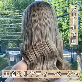 セミロング カラー 鈴木/ボブ/ ベージュ/ピンクのヘアスタイル