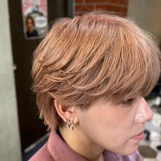 カラー メンズ ハイトーン🎨/ パーマ🌀/堀江輝起のヘアスタイル