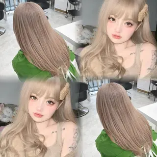 ロング カラー 色落ち綺麗🩰ハイ トーン🎀RINKAのヘアスタイル