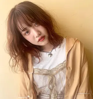 ミディアム カラー ヘアアレンジ 福岡似合わせレイヤー /ウルフ/ハイトーンのヘアスタイル