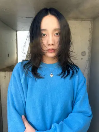 セミロング 似合わせカット ハイトーン/北村優人のヘアスタイル